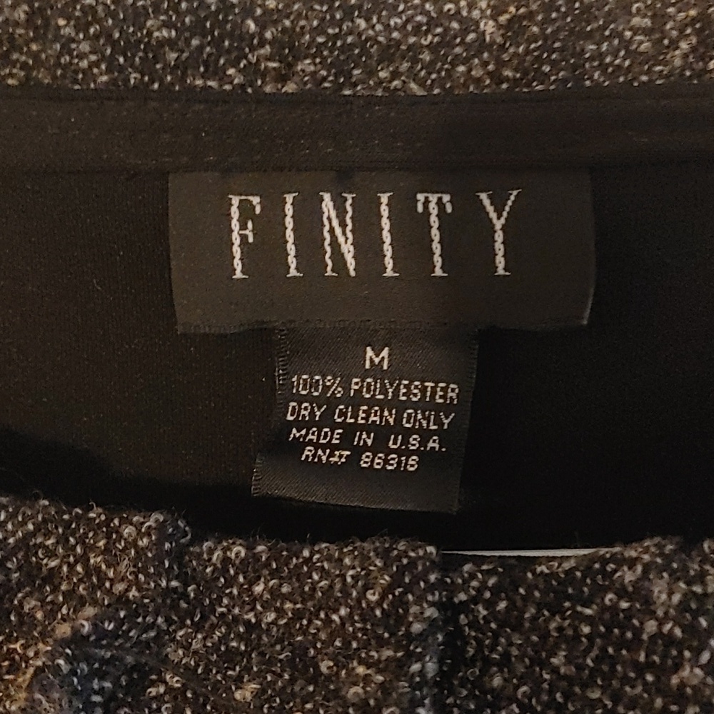 Finity Black Longsleeve Top with Gray Ruffled Neckline Sz Medium Dark Academia - Picture 2 of 6